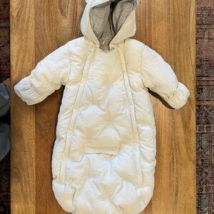 7AM Enfant ivory Quilted Baby Bunting Suit